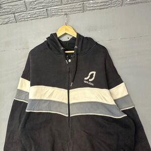 Sean John Mens 2XL Black Colorblock Full Zip Hoodie Vintage Streetwear Fleece